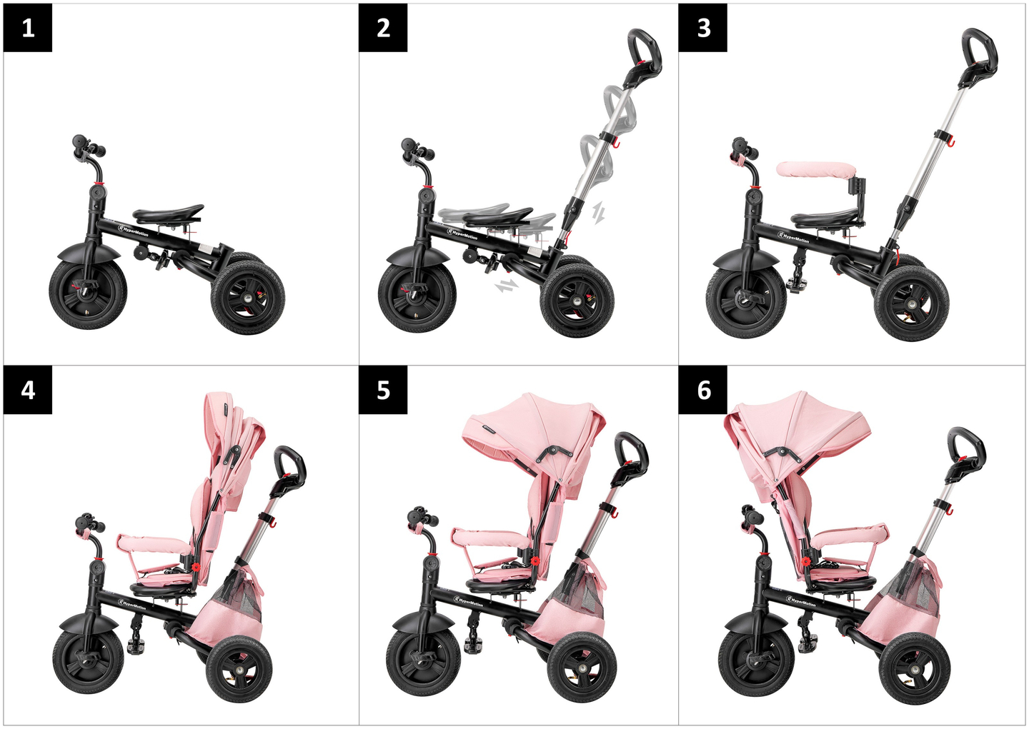 Tobi Velar trehjulet cykel + regnfolie - pink