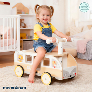 Træbus til børn - Bus med opbevaringsrum og plads til tøjdyr