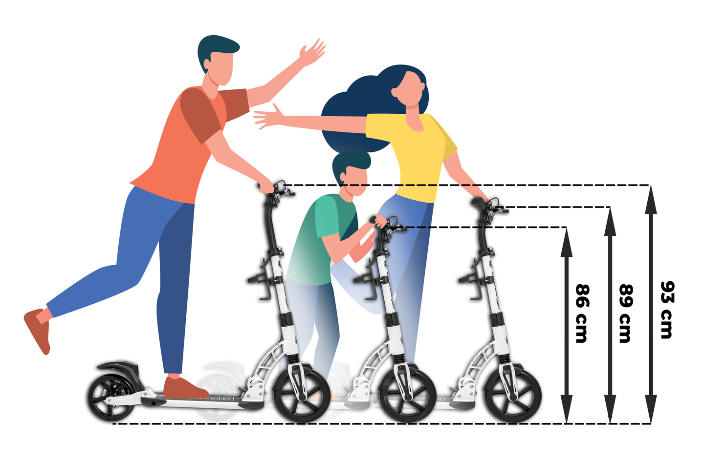 HyperMotion RIVA byscooter med oppustelige hjul på 50 cm og 40 cm