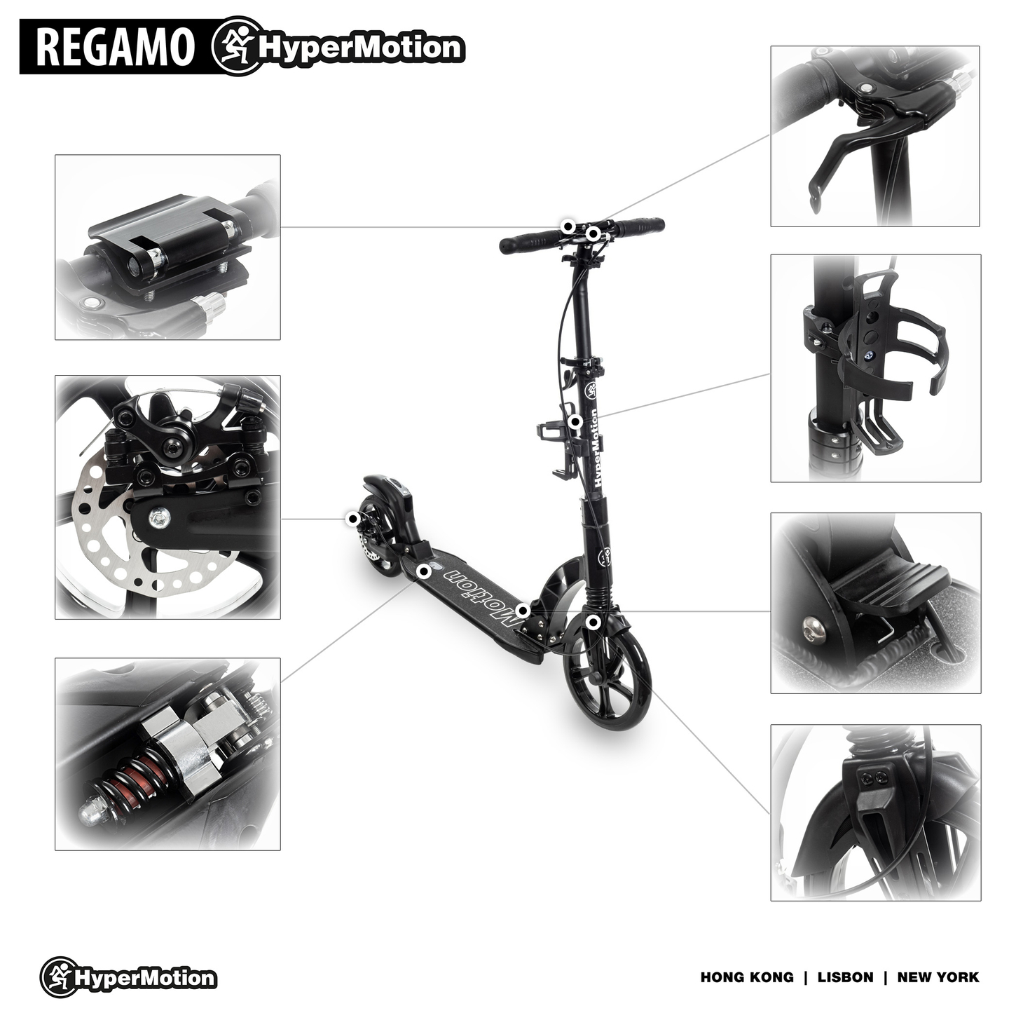HyperMotion REGAMO scooter til voksne - sort