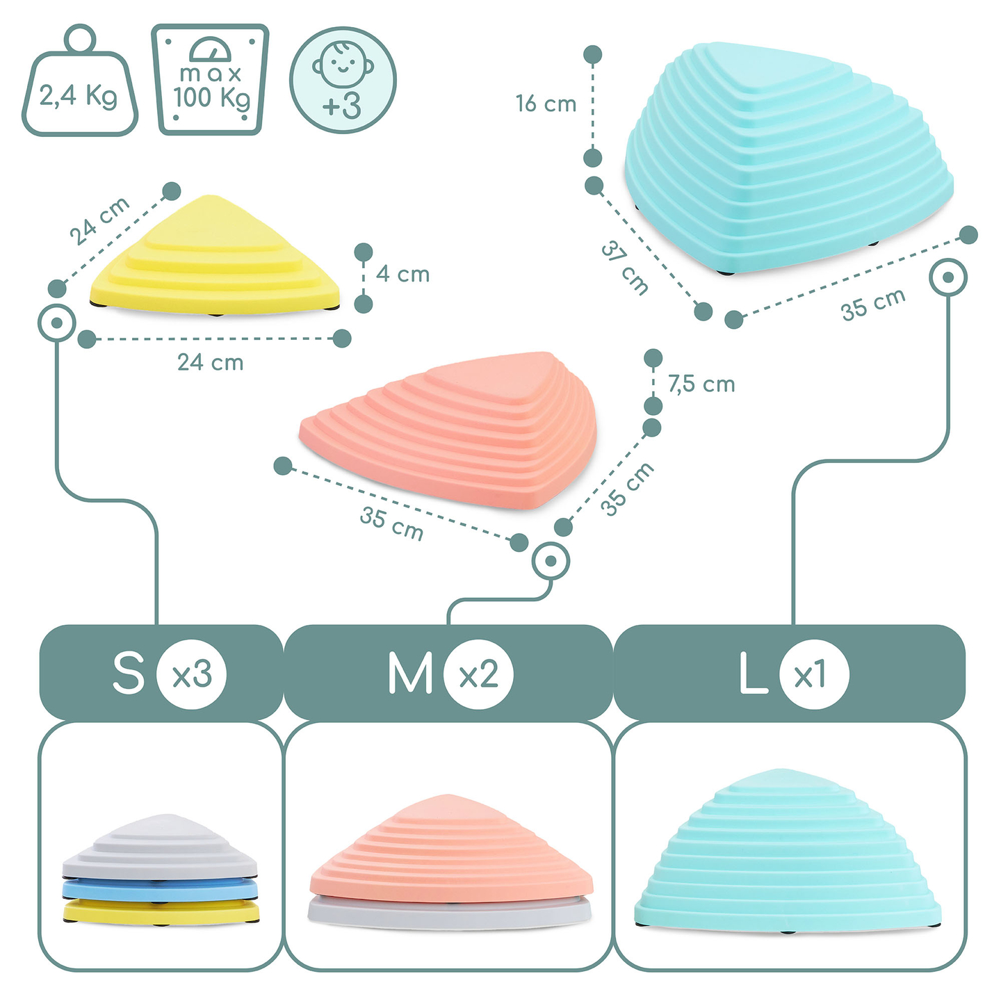 Farverige balancesten - 6 stk