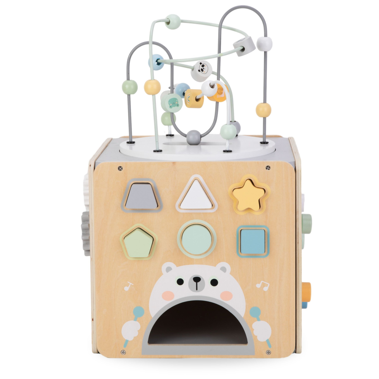 Stor aktivitetsterning i træ med løkke - Montessori