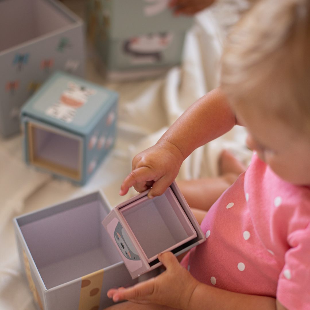 Puslespilstårn til børn 10 brikker - tal og dyr