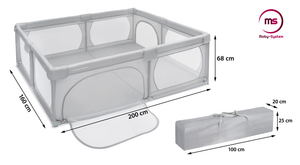 Stor løbegård 200 cm x 160 cm - baby legeplads, tørt bassin