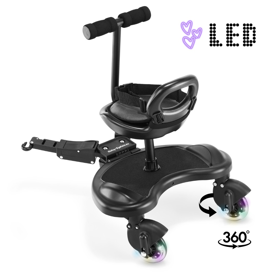 MR BUGGY kørestolsforlænger med sæde - LED-hjul