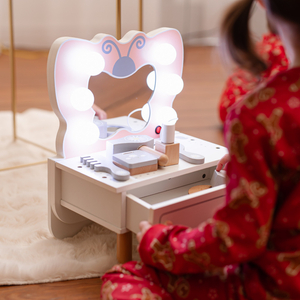 Mini toiletbord i træ med LED-belysning - Butterfly
