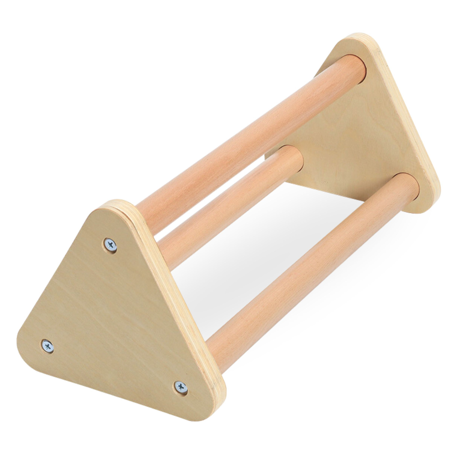 Hjemmelavet legeplads i træ - stige + klatrevæg + balancebom - Piklers trekant