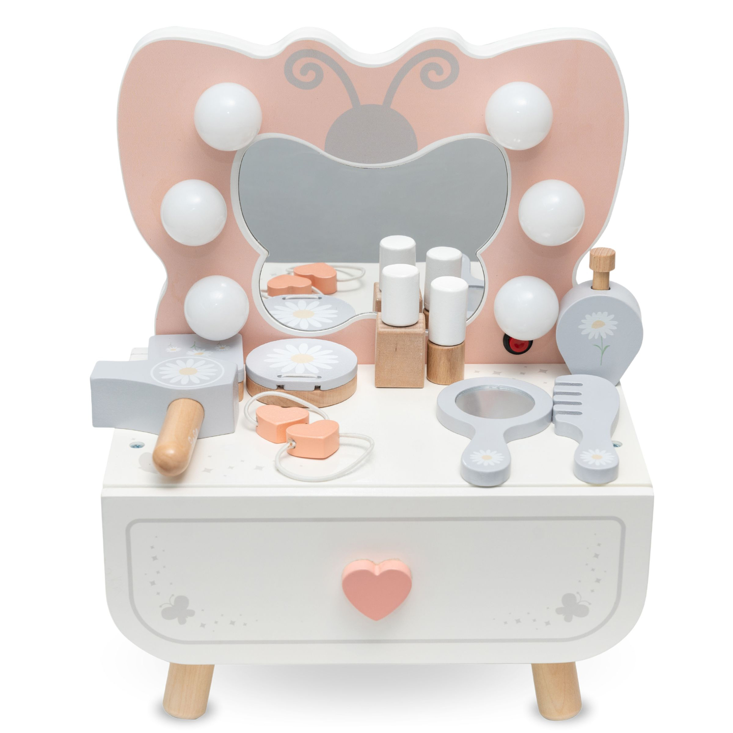 Mini toiletbord i træ med LED-belysning - Butterfly