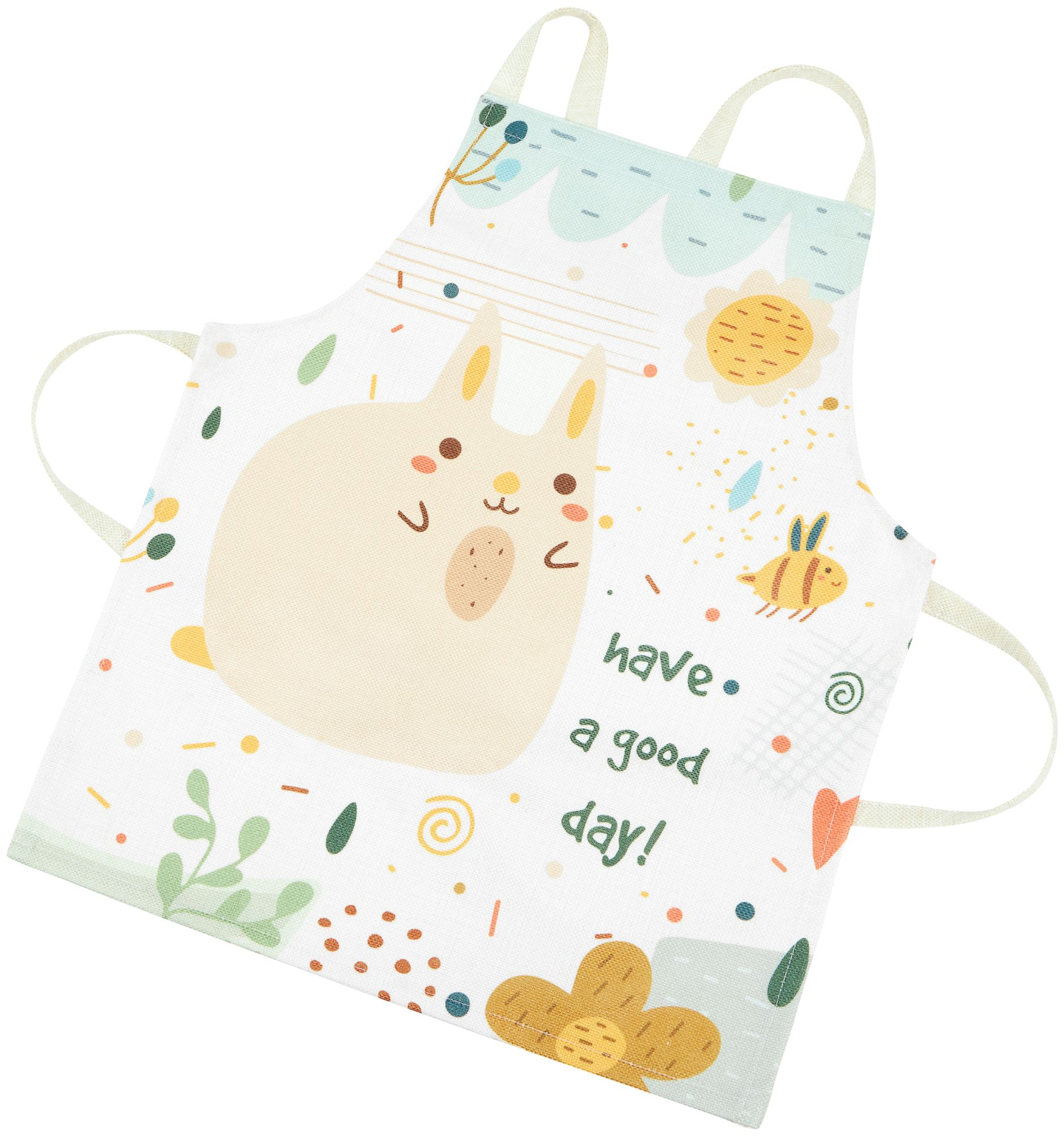 Stort hvidt køkkentilbehør og forklæde i træ