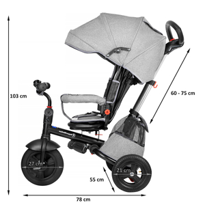 Tobi Velar trehjulet cykel + regnfolie - grå