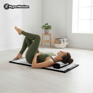 Stor akupressurmåtte med pude og betræk - 130 cm HyperMotion sort og hvid