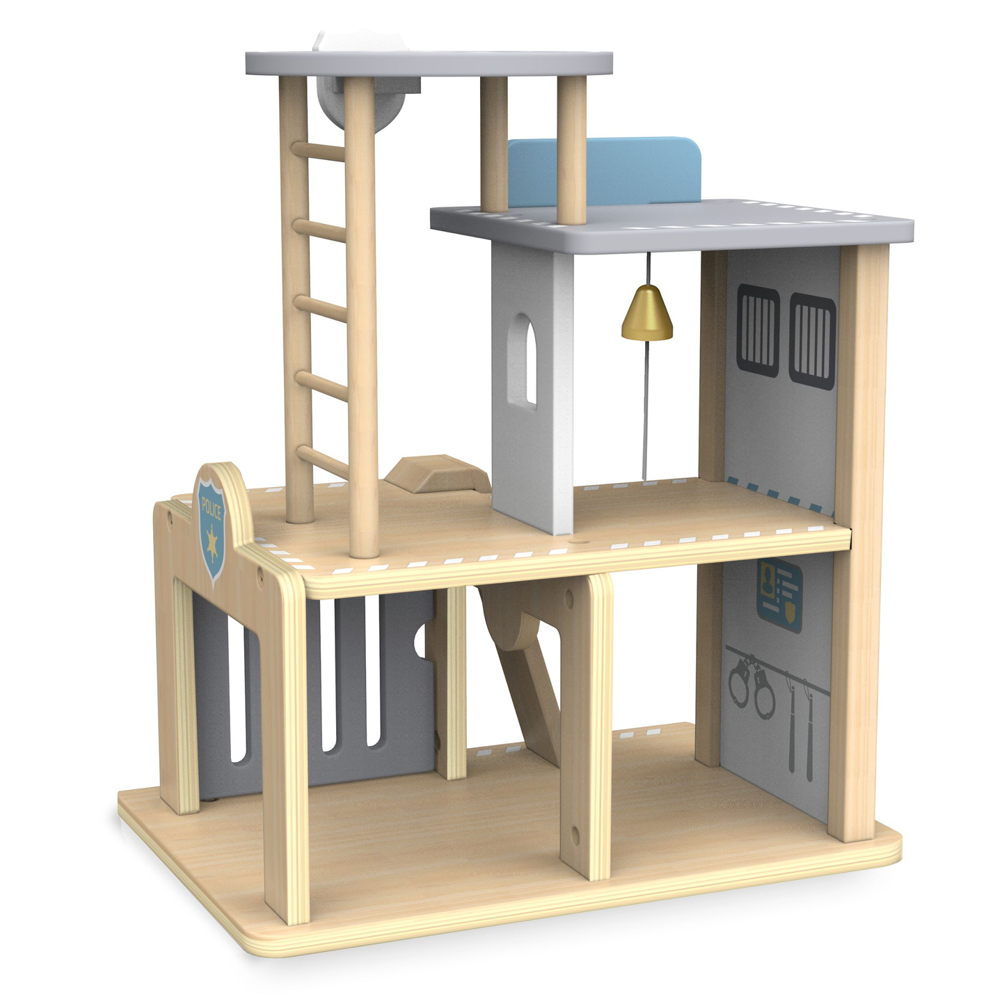Politistation i træ med tilbehør