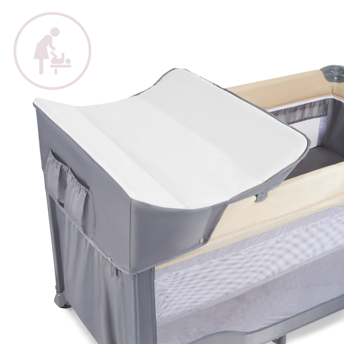 Rejseseng 0 - 36 m med puslebord + Moby-System HUXLEY kravlegård