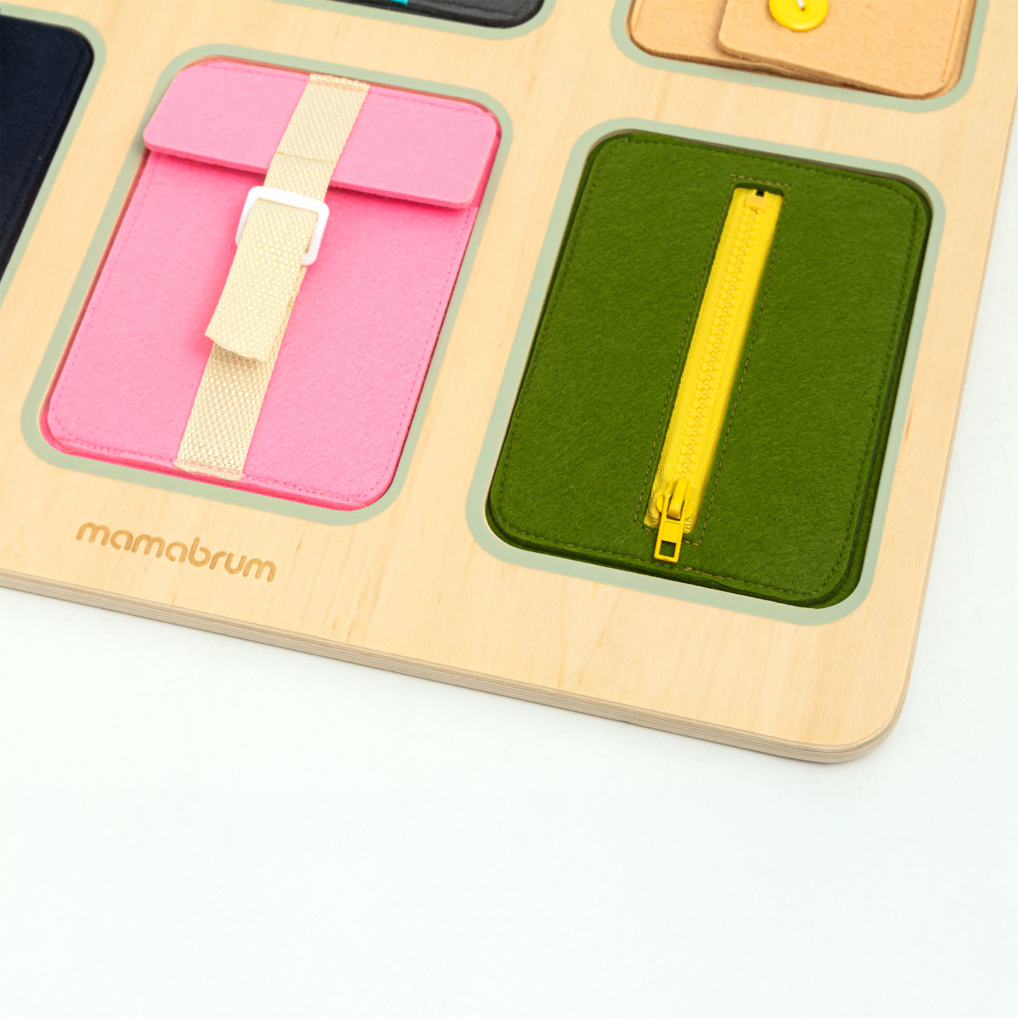 Montessori manipulationsbræt i træ – Sensorisk læring af uafhængighed – snørebånd, spænder, knapper, tryklåse, lynlås