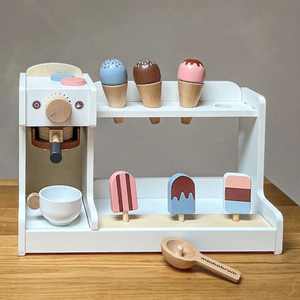 Isbar i træ med kaffemaskine - kaffebar med tilbehør