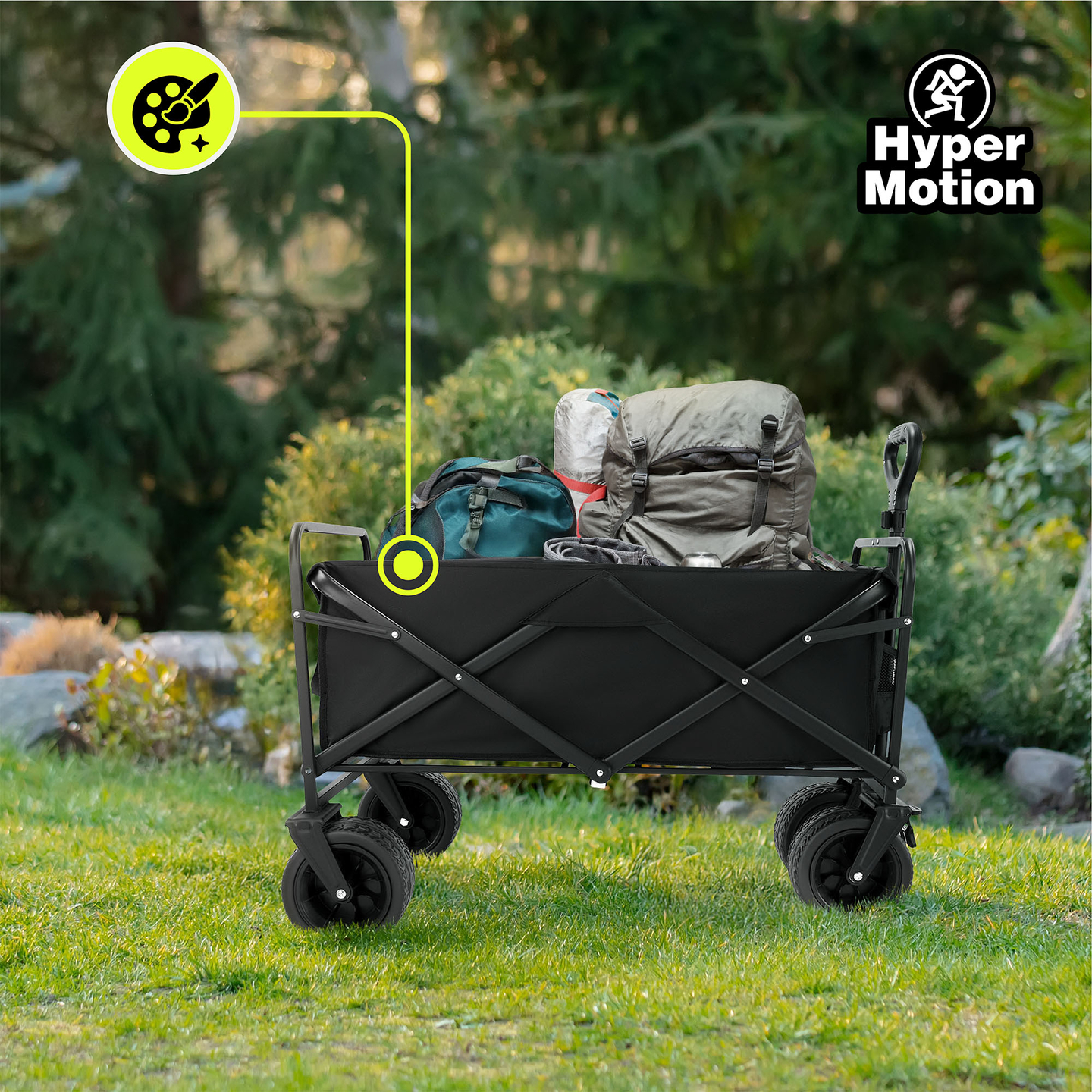HyperMotion foldbar strandkørestol - sort, 120 kg