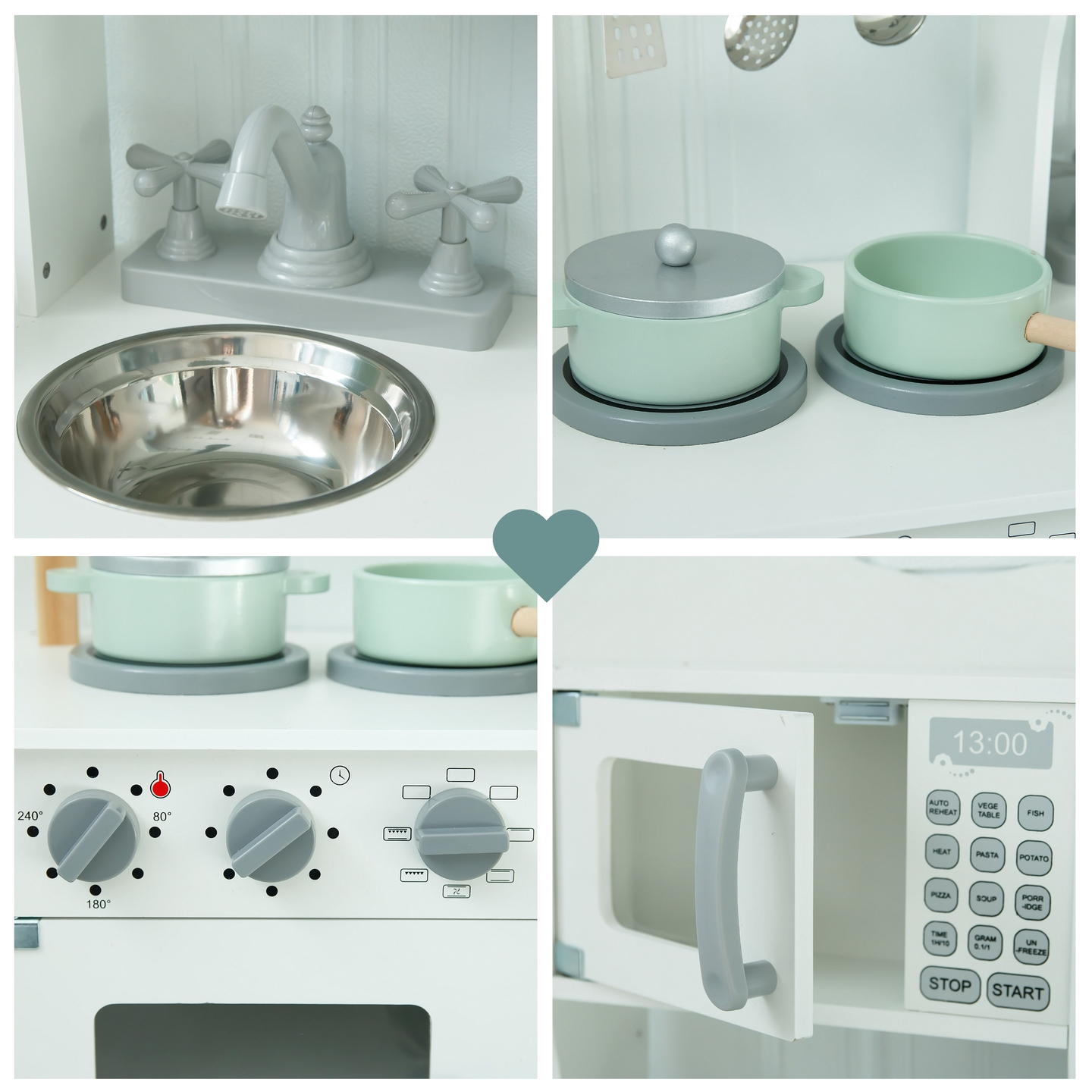 Børnekøkken i træ med mikroovn