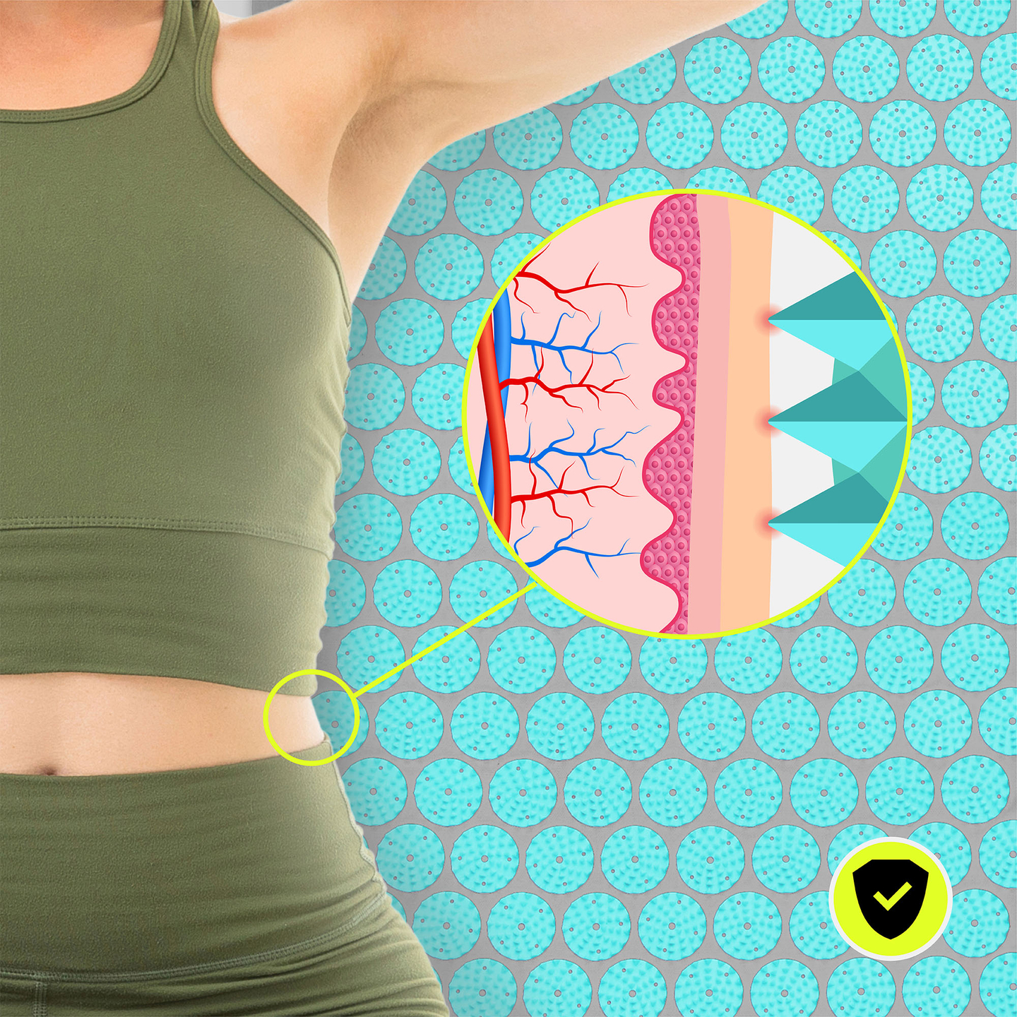 ECO akupressurmåtte i linned med kokosfibre og boghvedepude – 68 cm HyperMotion grå-mint