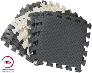 Skumpuslespil 12 stk. - pædagogisk skummåtte 120 x 90 x 1.2cm med kant - grå