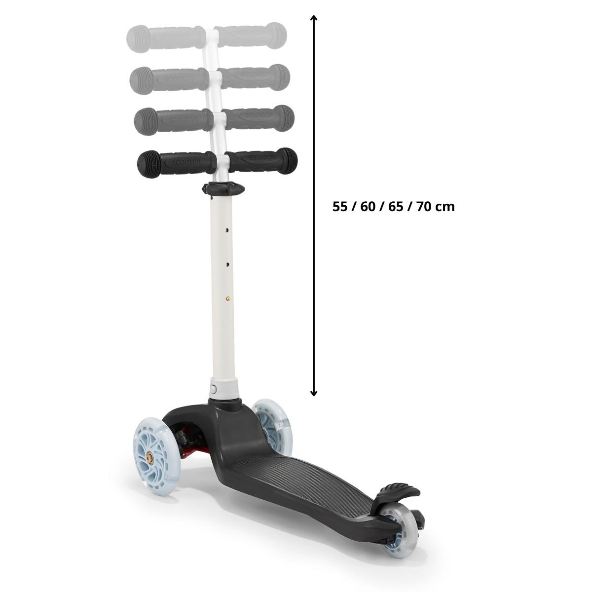 TRINGO trehjulet balancescooter, 3-8 år gammel - sort + lysende LED hjul