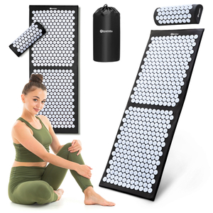 Stor akupressurmåtte med pude og betræk - 130 cm HyperMotion sort og hvid