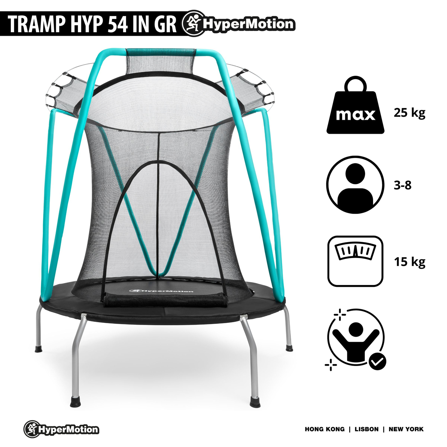 Mint trampolin 137cm med beskyttelsesnet - til børn 3-8 år - til hjem og have