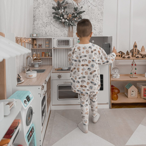 XXXL interaktivt hjørnekøkken i træ med køleskab, mikroovn, ovn, opvaskemaskine og tilbehør - hvid