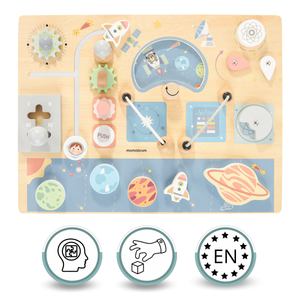 Manipulationstavle i træ - Cosmos