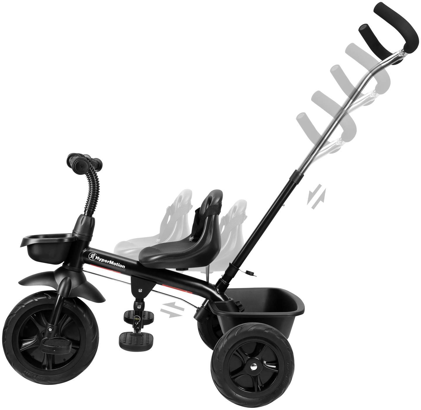 HyperMotion TOBI VECTOR trehjulet cykel - evigt oppustelige hjul + skubbebøjle. Farve: sort.