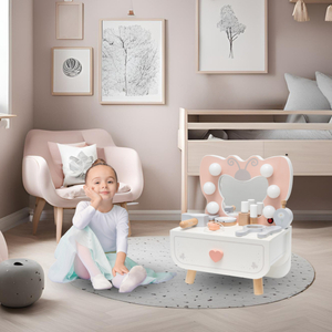 Mini toiletbord i træ med LED-belysning - Butterfly