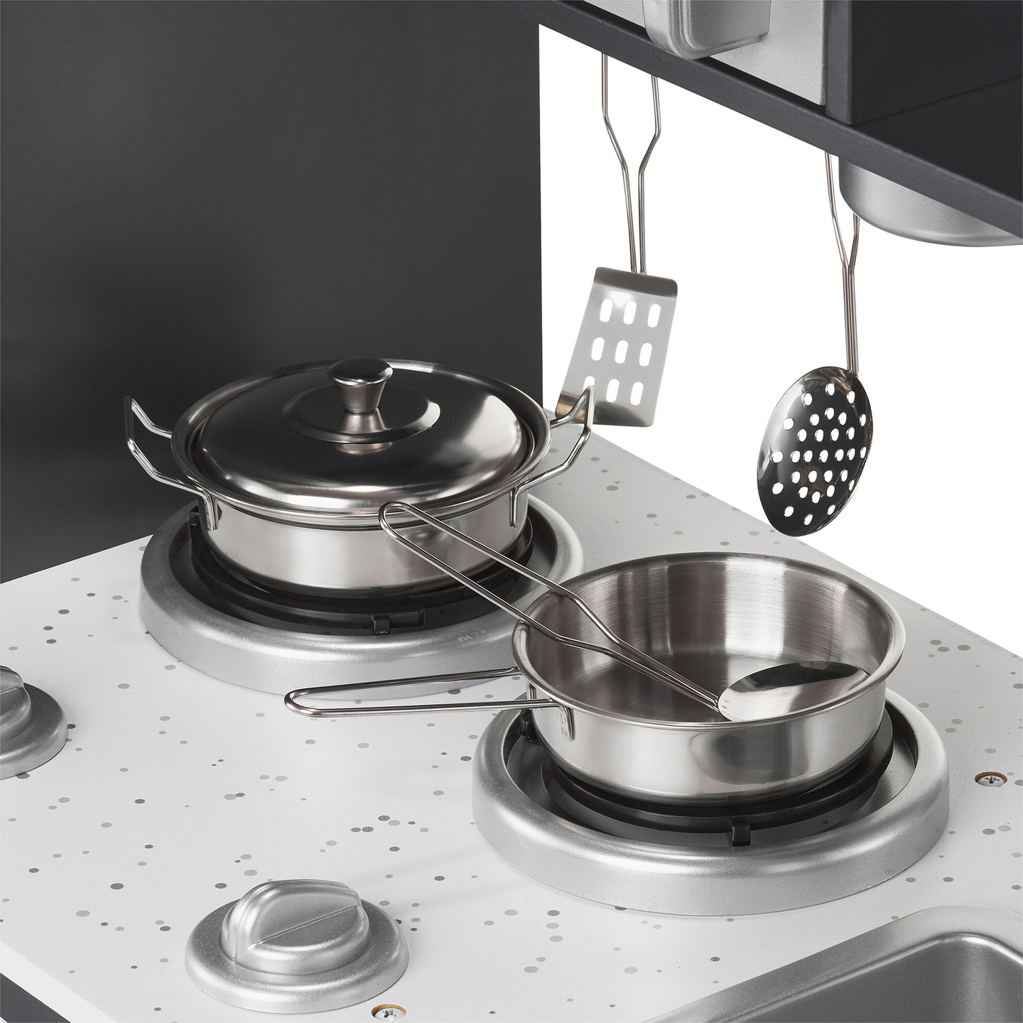 XXL-trækøkken med LED-belysning, forklæde og tilbehør