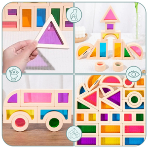 Regnbuefarvede træklodser - 25 elementer