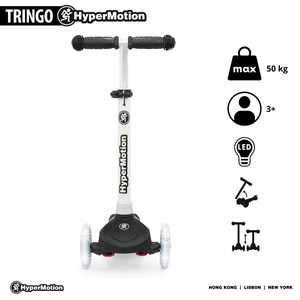 TRINGO trehjulet balancescooter, 3-8 år gammel - sort + lysende LED hjul