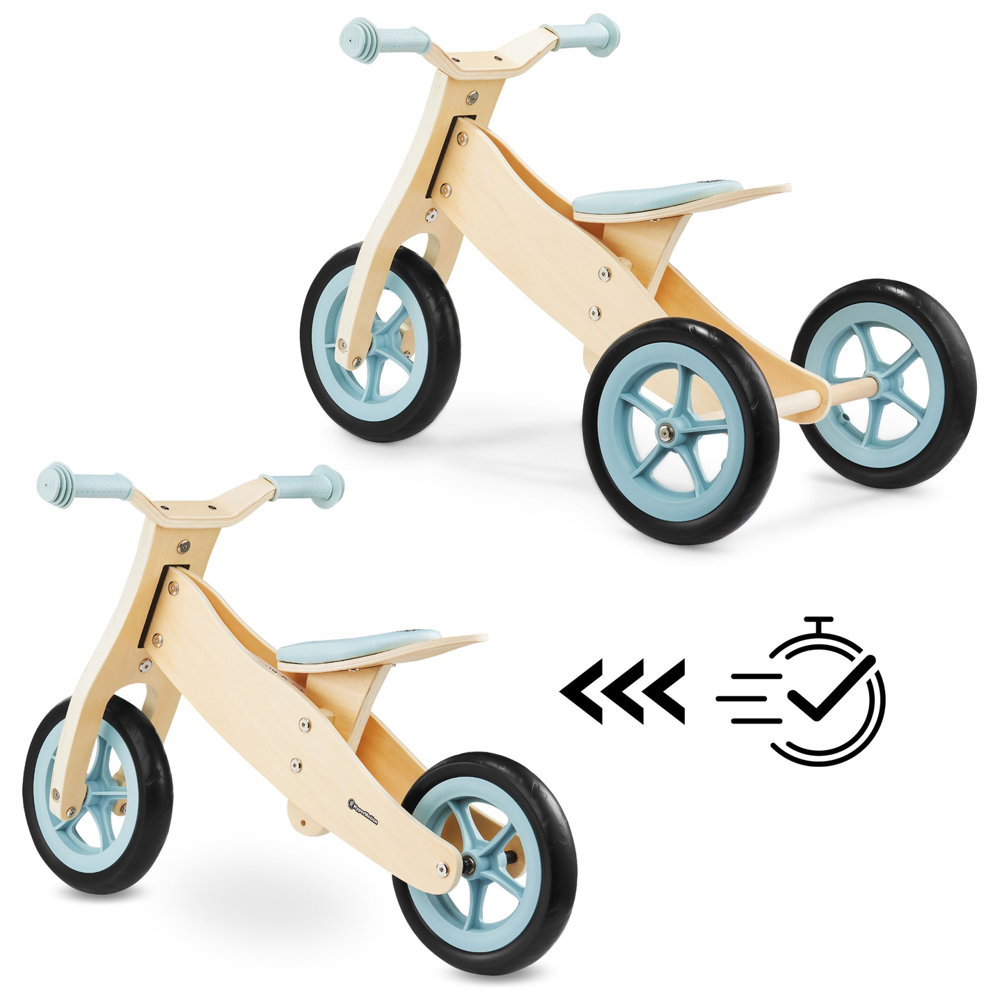 Trehjulet cykel og balancecykel i træ 2in1 - HyperMotion PERCY - blå