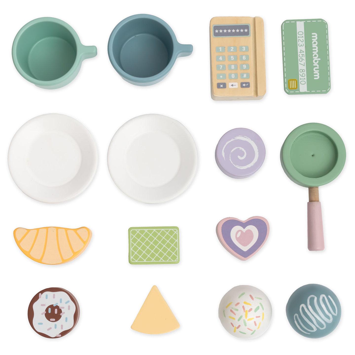 En stor isbar i træ med magnettavle, kaffemaskine og is- og dessertsæt - over 70 dele!