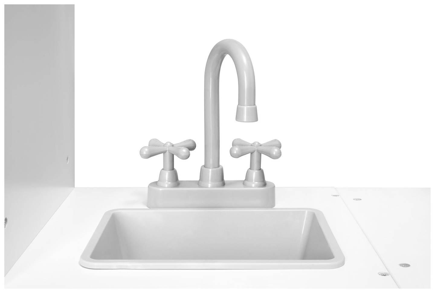 Hjørnekøkken i træ XXXL med køleskab, ovn, vaskemaskine, forklæde og tilbehør