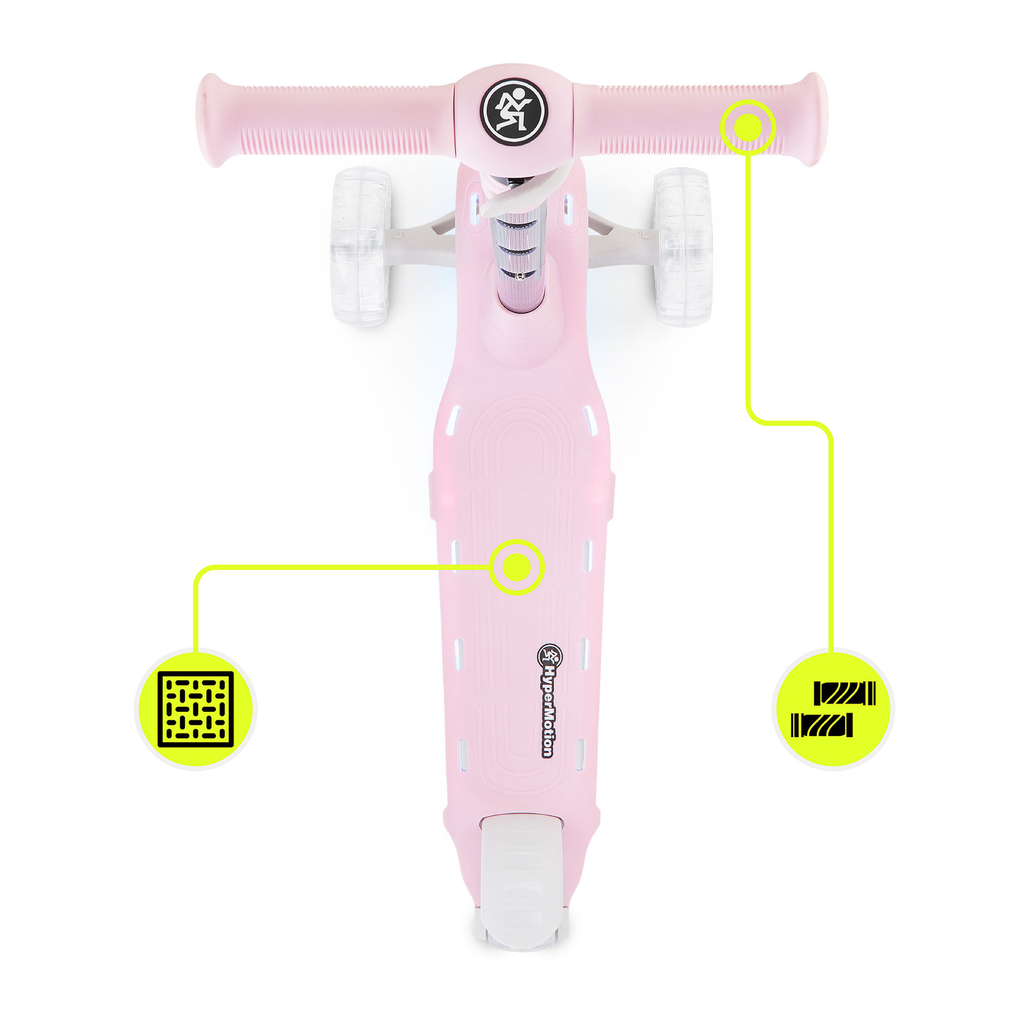 HyperMotion BECKY balanceløbehjul - RGB LED-belysning, pink