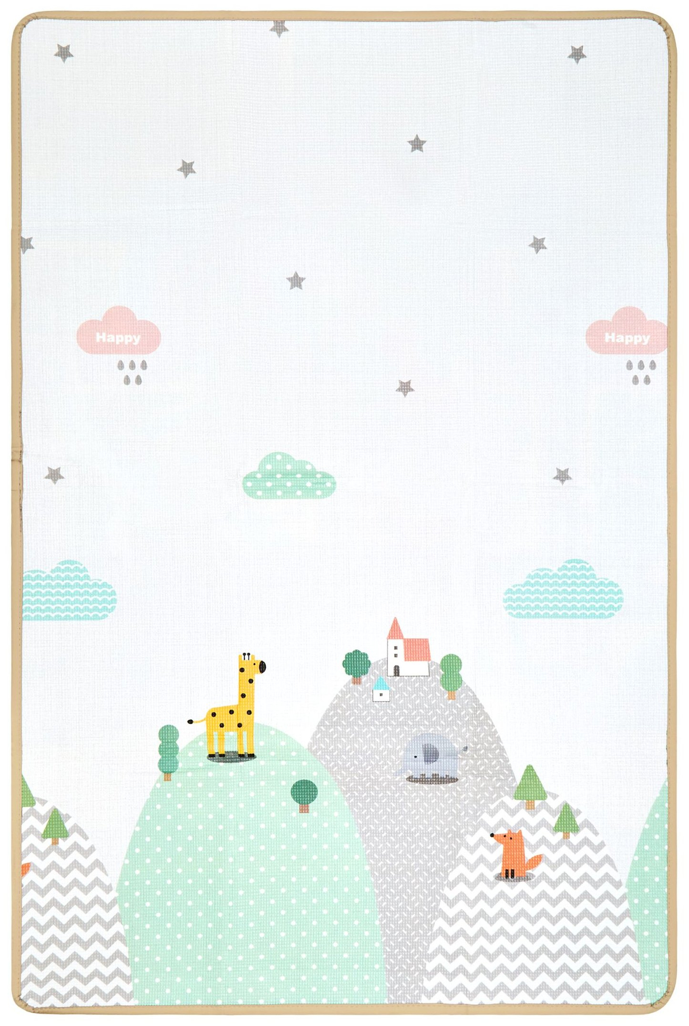 Dobbeltsidet skummåtte - skov på en bakke / solskinsby