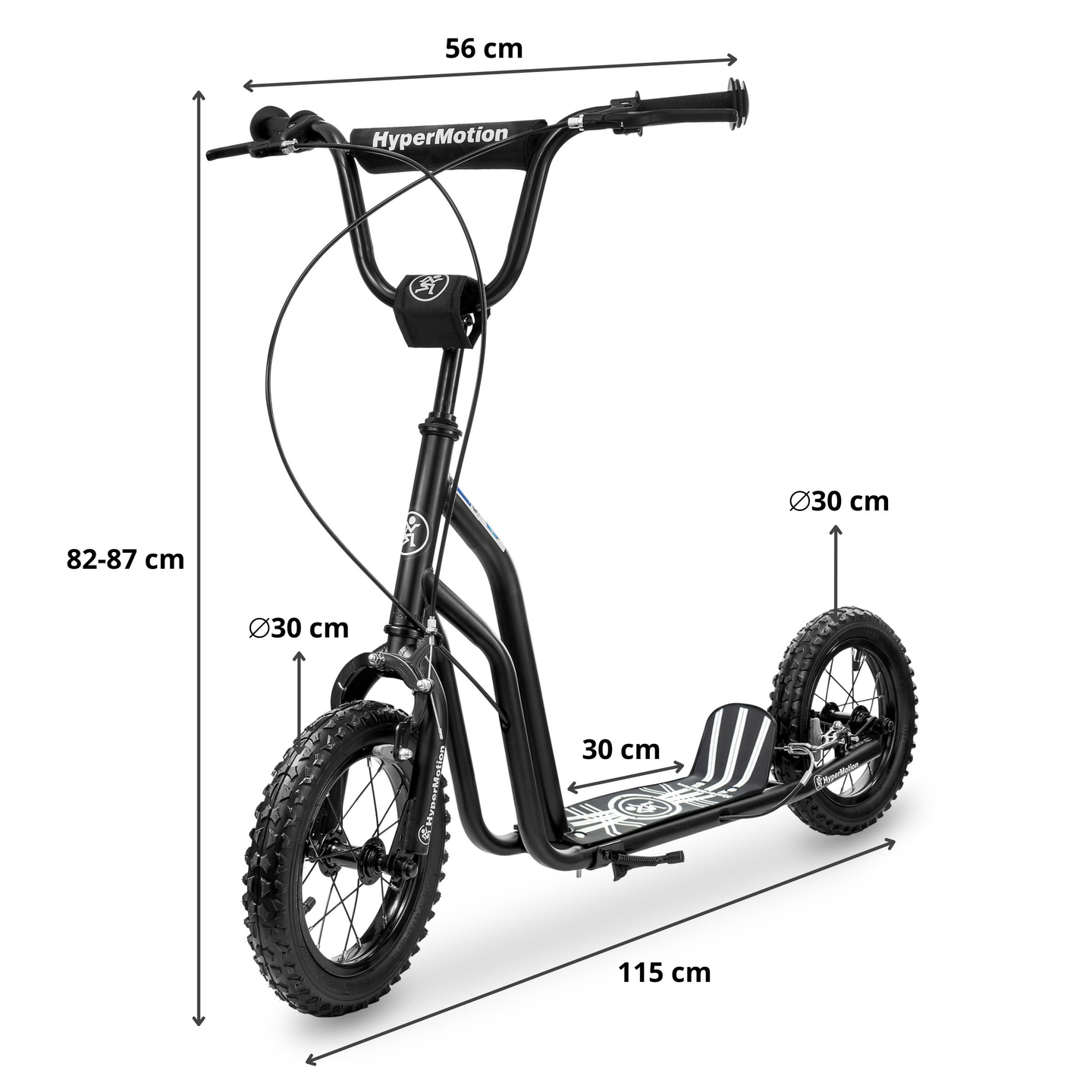 HyperMotion VIVA 12 scooter (30 cm pumpede hjul) - Sort
