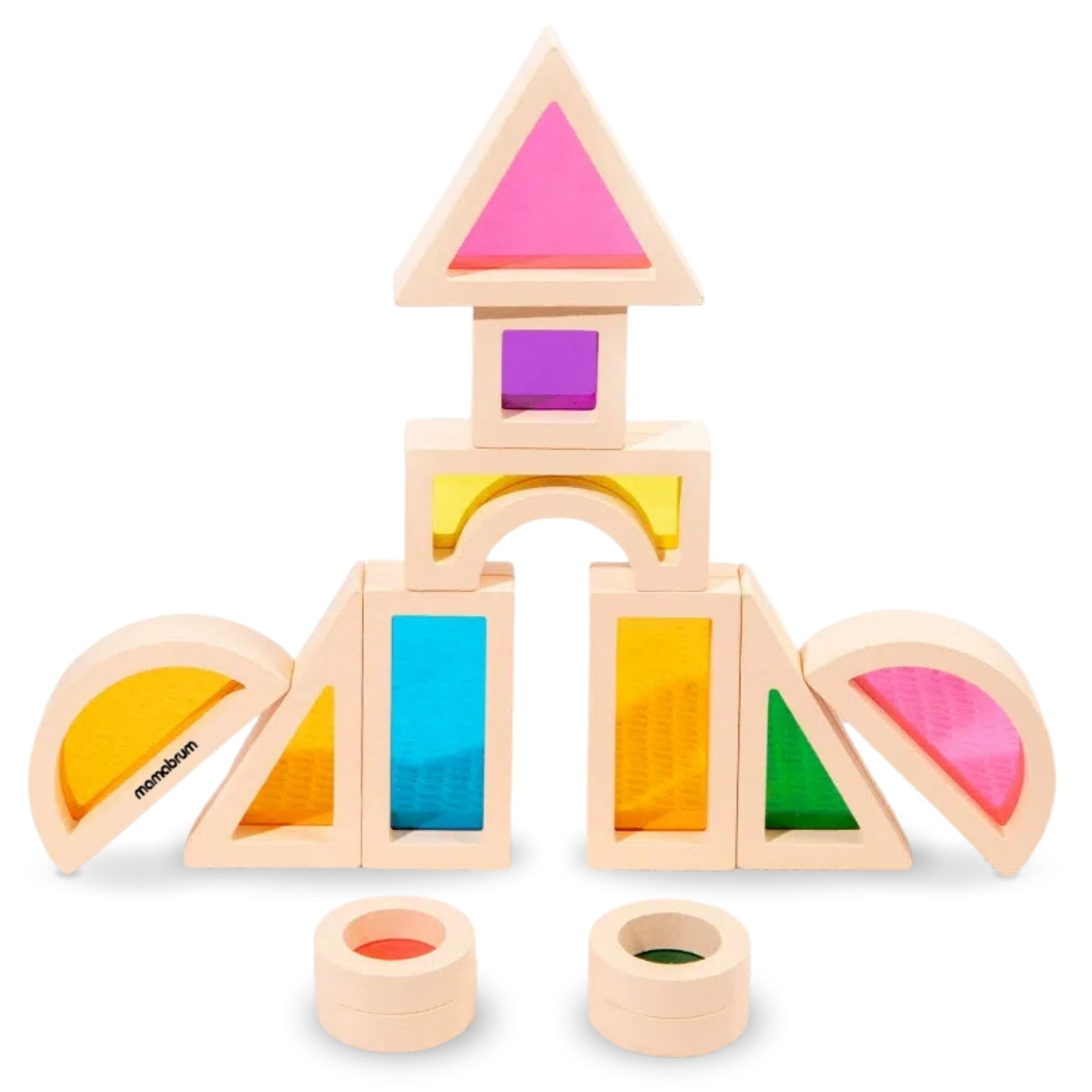 Regnbuefarvede træklodser - 25 elementer