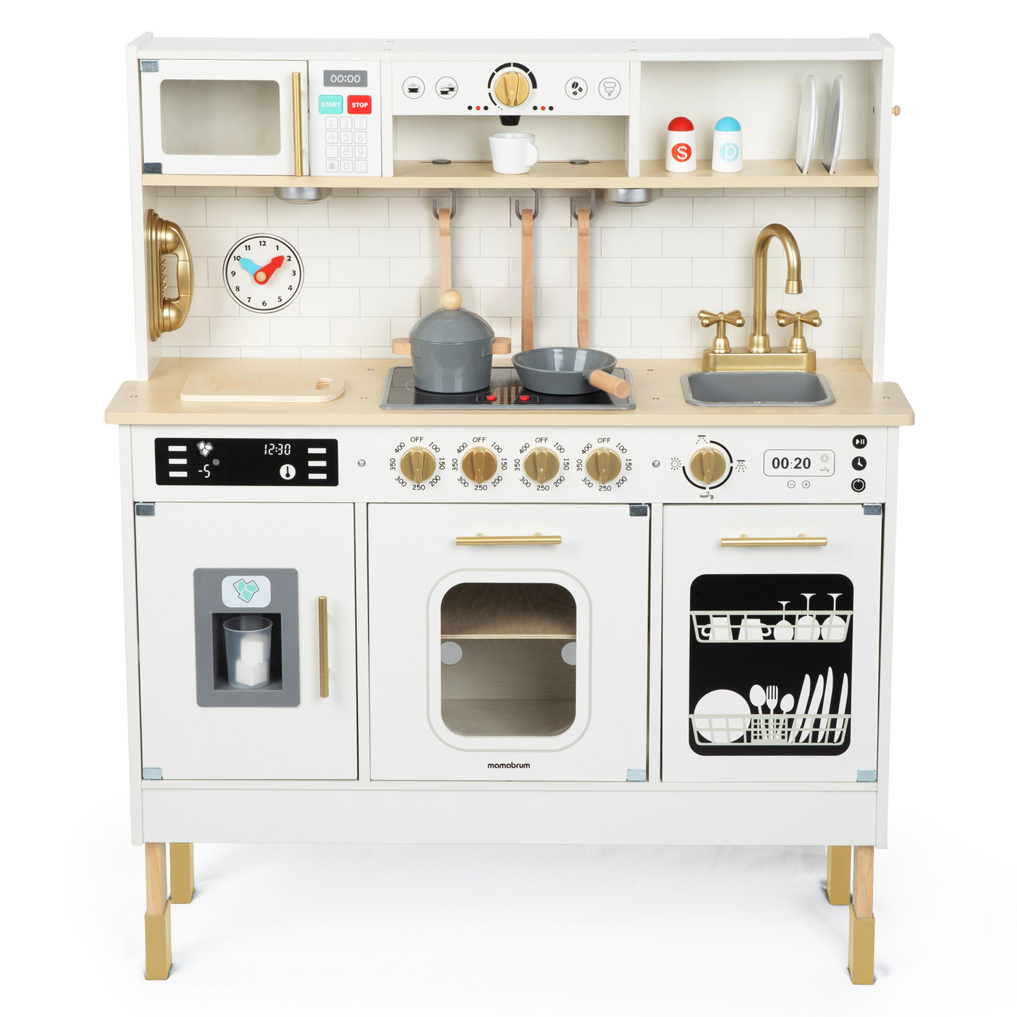 Interaktivt XXL trækøkken med tilbehør og LED-belysning - to-plan