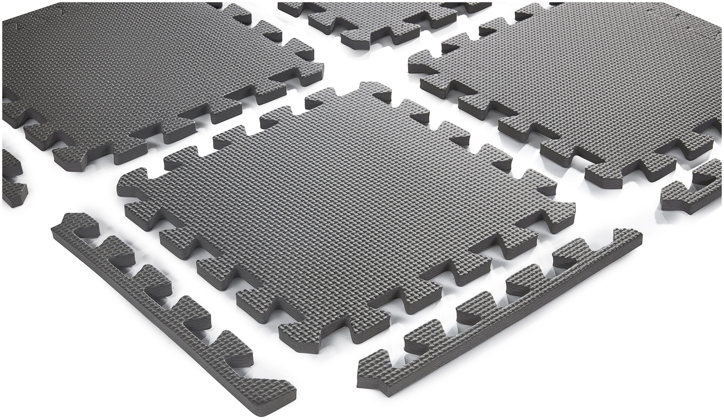 Skumpuslespil 12 stk. - pædagogisk skummåtte 120 x 90 x 1.2cm med kant - grå