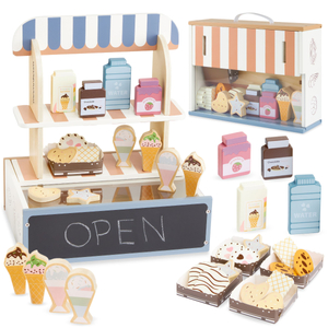 Sammenklappelig træbutik - café, konditori med tilbehør