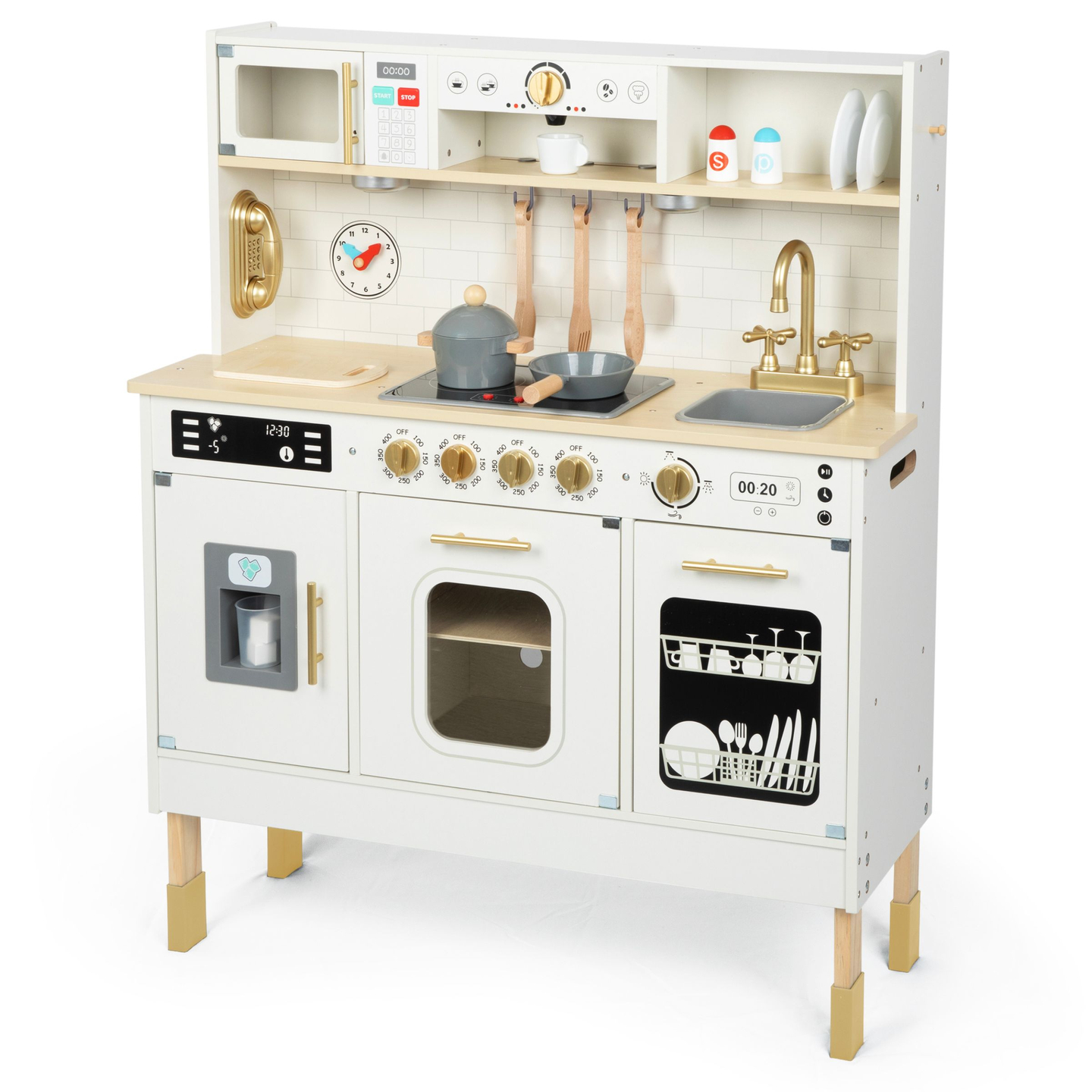 Interaktivt XXL trækøkken med tilbehør og LED-belysning - to-plan