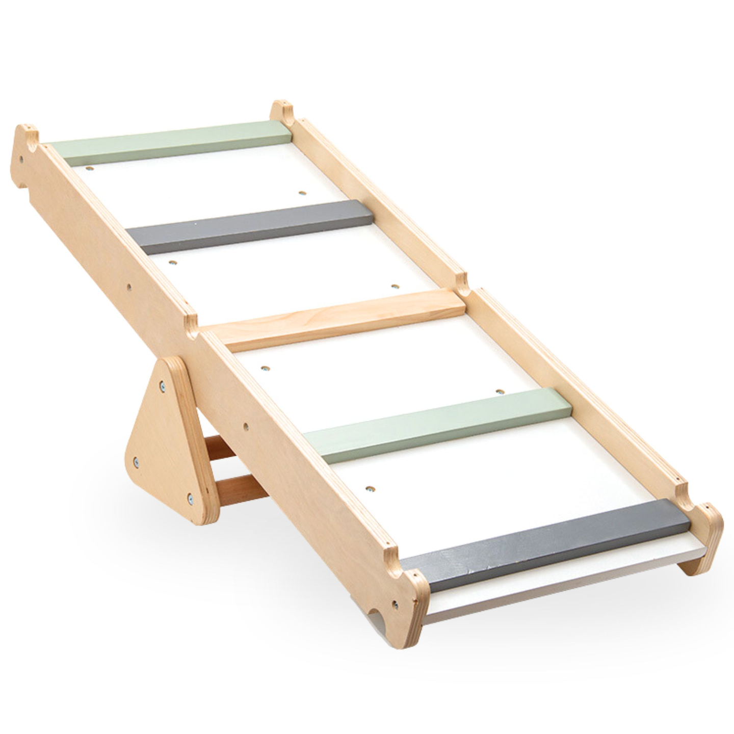 Hjemmelavet legeplads i træ - stige + klatrevæg + balancebom - Piklers trekant