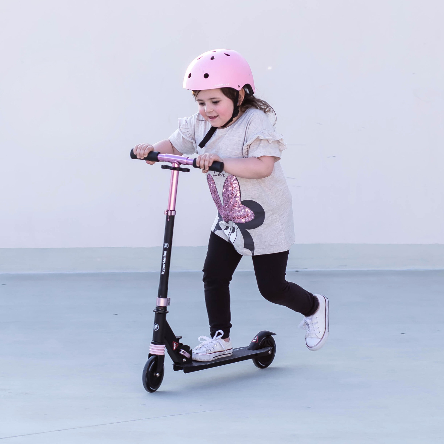 Tohjulet scooter med støddæmper WALLY 4-9 år fra HyperMotion sort-rosa
