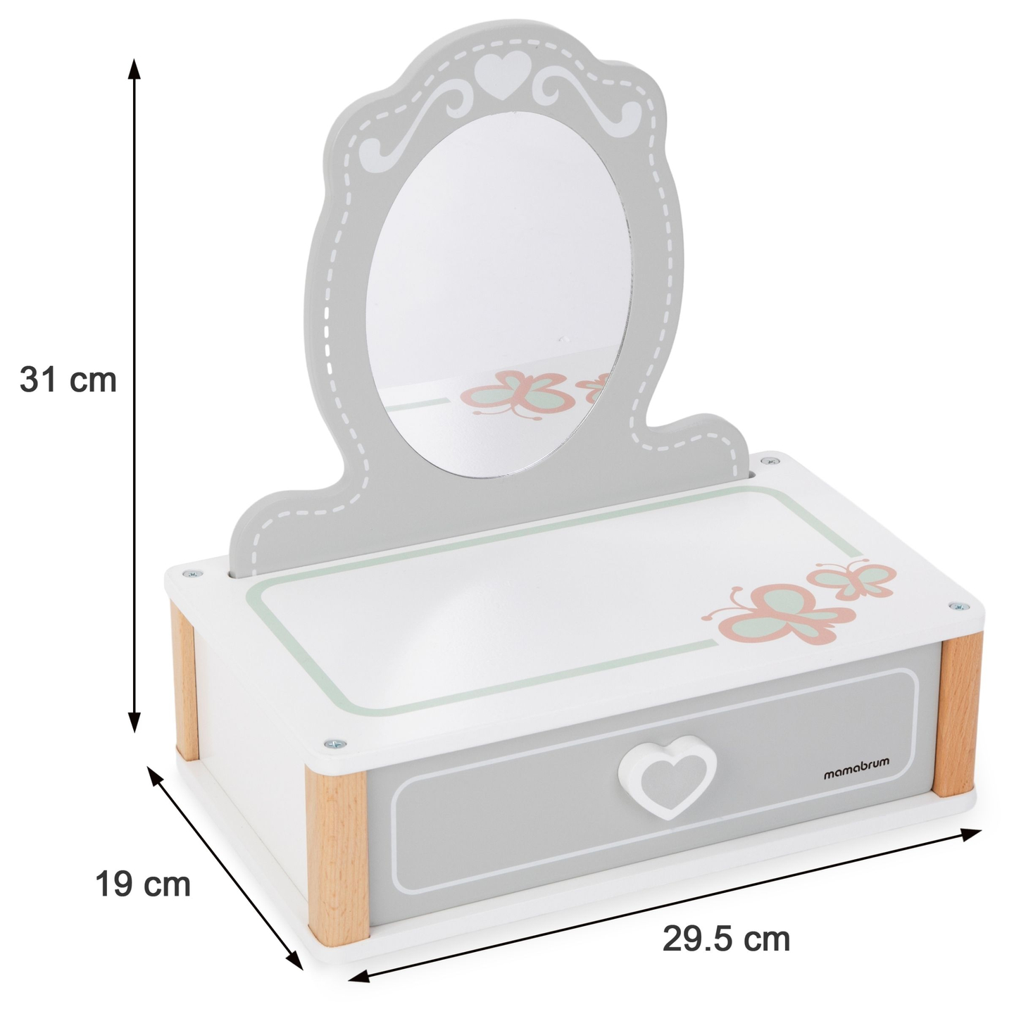 Børnefrisørbord i træ med tilbehør