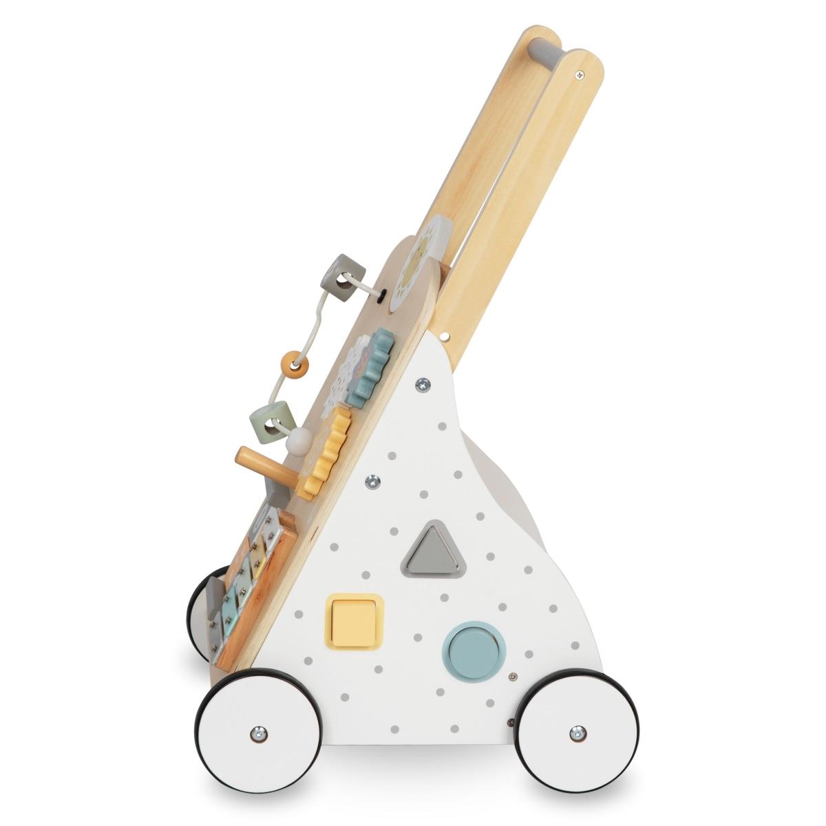 Pædagogisk gåvogn i træ 8i1 / babyskubber - manipulativ tavle